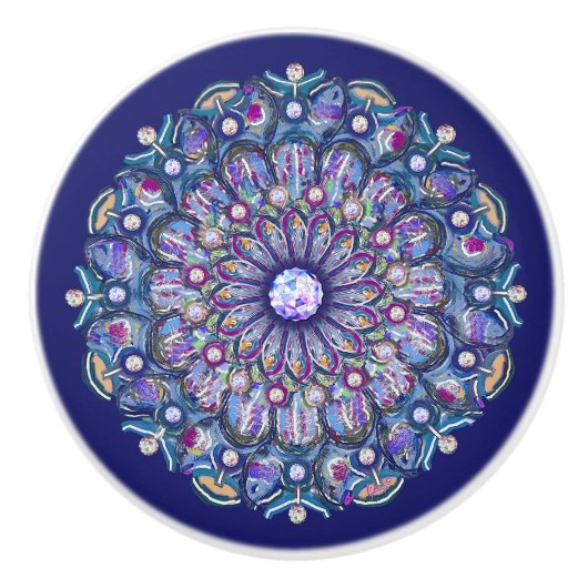 Blaurosass Keramikknauf (Vorderseite)