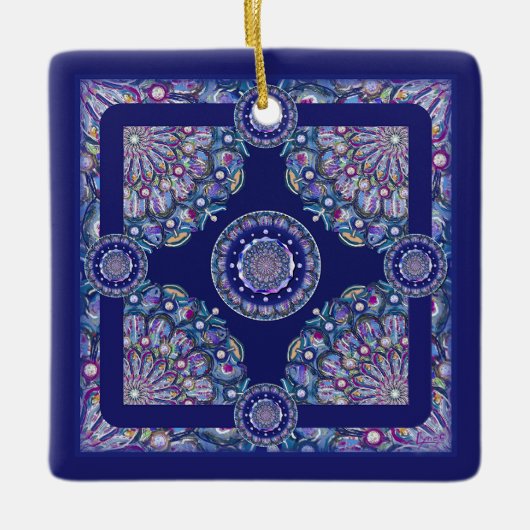 Blaurosass Keramikornament (Vorderseite)