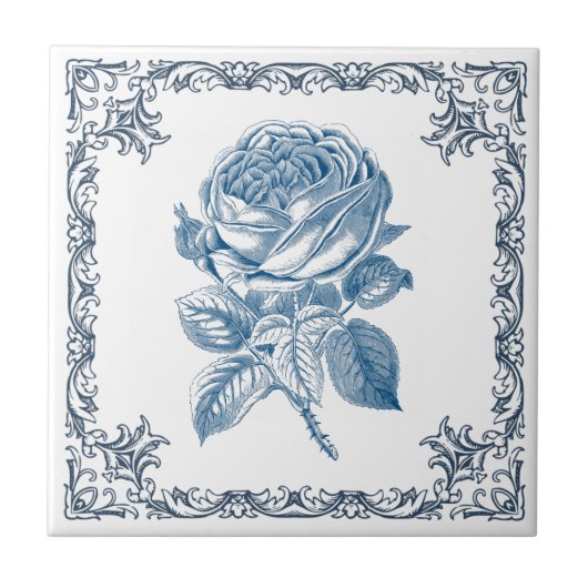 Blaurose Fliese (Vorderseite)