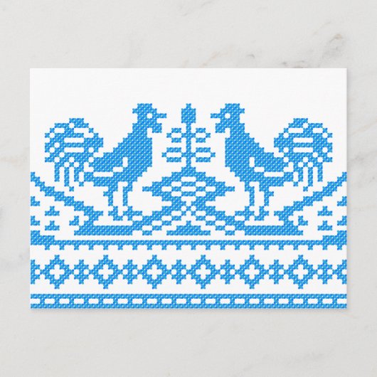 Blauroster-Kreuzstich Postkarte (Vorderseite)