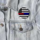 Blaurot-dünne Linie Polizei Feuerwehr Symbol usa Button (Beispiel)
