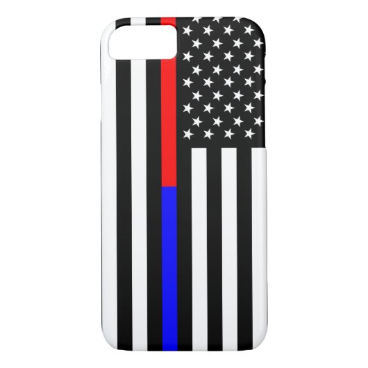 Blaurot-dünne Linie Polizei Feuerwehr Symbol usa Case-Mate iPhone Hülle (Rückseite)