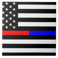 Blaurot-dünne Linie Polizei Feuerwehr Symbol usa