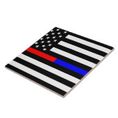 Blaurot-dünne Linie Polizei Feuerwehr Symbol usa Fliese (Seite)