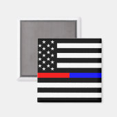 Blaurot-dünne Linie Polizei Feuerwehr Symbol usa Magnet (Vorderseite/Rückseite)