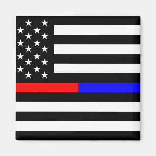 Blaurot-dünne Linie Polizei Feuerwehr Symbol usa Magnet