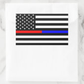 Blaurot-dünne Linie Polizei Feuerwehr Symbol usa Rechteckiger Aufkleber (Tasche)