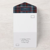 Blaurot-Schottische Hochzeit keltischer Tartan kar All In One Einladung (Außenbereich)