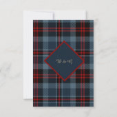Blaurot-Schottische Hochzeit keltischer Tartan kar RSVP Karte (Rückseite)