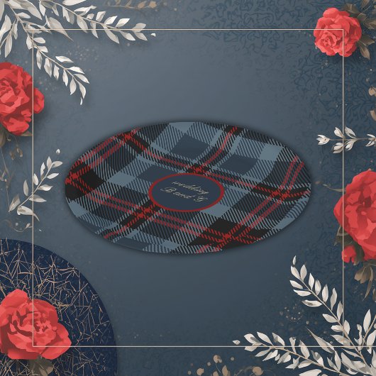 Blaurot-schwarz-keltisches Tartan-Muster Pappteller
