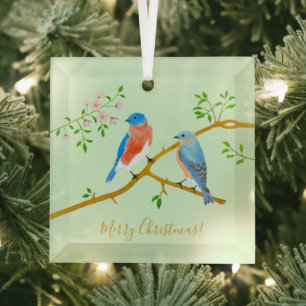 Blaurücken-Sialien Ornament Aus Glas