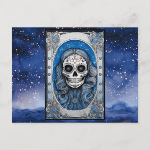Blauschädel Sternennacht Halloween Feiertagspostkarte