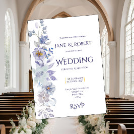 Blauschattierungen, Florale Hochzeitseinladung Einladung