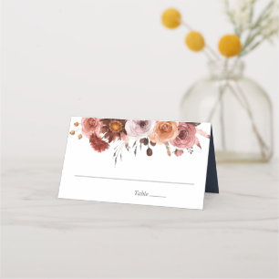 Blauschiefer, Burgund und Blütenblüte, Hochzeit Platzkarte