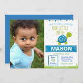 Blauschildkröte zum Geburtstag Einladung mit Foto (Vorne/Hinten)