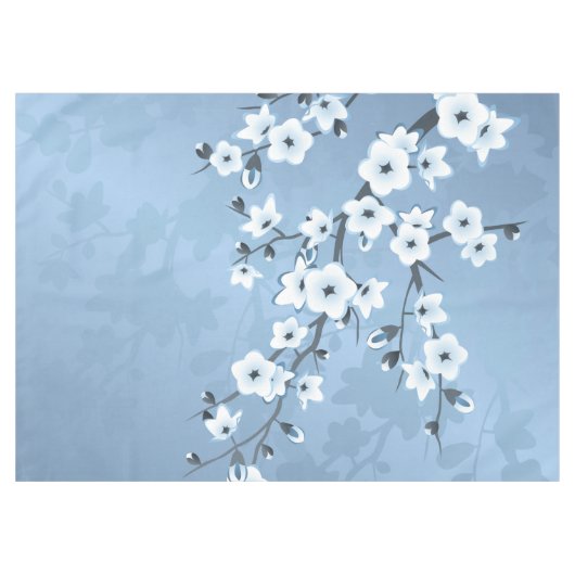 Blauschimmerndes Kirschblossom Tischdecke (Vorderseite (Horizontal))