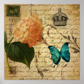 Blauschmetterling-Parisskripte, französisch botani Poster (Vorne)