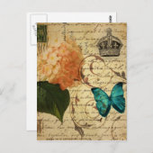 Blauschmetterling-Parisskripte, französisch botani Postkarte (Vorne/Hinten)