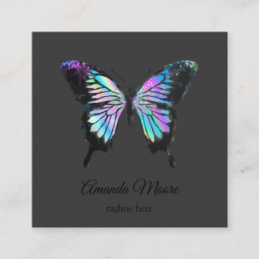Blauschmetterling-Rettungsassistent Holograph Opal Quadratische Visitenkarte (Vorderseite)