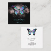 Blauschmetterling-Rettungsassistent Holograph Opal Quadratische Visitenkarte (Vorne/Hinten)