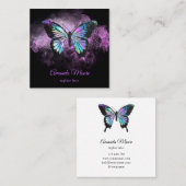 Blauschmetterling-Rettungsassistent Holograph Opal Quadratische Visitenkarte (Vorne/Hinten)