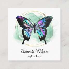 Blauschmetterling-Rettungsassistent Holograph Squa Quadratische Visitenkarte