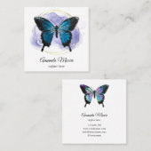 Blauschmetterling-Rettungsassistent Holograph Squa Quadratische Visitenkarte (Vorne/Hinten)