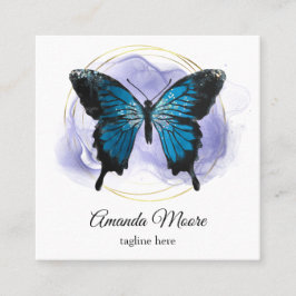 Blauschmetterling-Rettungsassistent Holograph Squa Quadratische Visitenkarte
