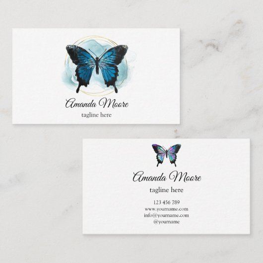 Blauschmetterling-Rettungsassistent Holograph Squa Visitenkarte (Vorne/Hinten)