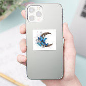 Blauschmetterlinge auf Holzhalbzeugen Aufkleber (Telefon)