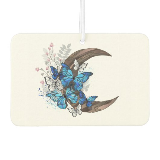Blauschmetterlinge auf Holzhalbzeugen Autolufterfrischer (Vorderseite)