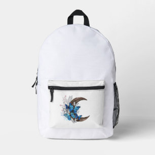 Blauschmetterlinge auf Holzhalbzeugen Bedruckter Rucksack