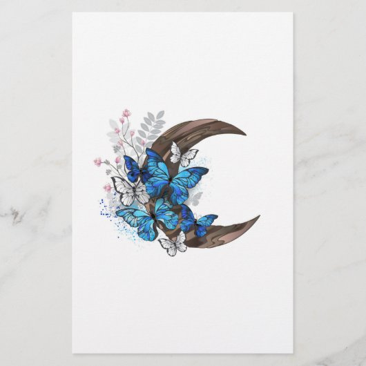 Blauschmetterlinge auf Holzhalbzeugen Briefpapier (Vorderseite)