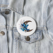 Blauschmetterlinge auf Holzhalbzeugen Button (Beispiel)