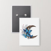 Blauschmetterlinge auf Holzhalbzeugen Button (Vorderseite/Rückseite)