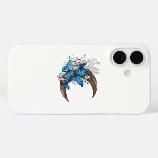 Blauschmetterlinge auf Holzhalbzeugen Case-Mate iPhone Hülle (Rückseite (Horizontal))