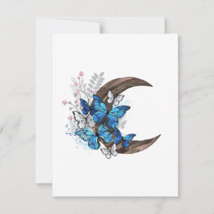 Blauschmetterlinge auf Holzhalbzeugen Dankeskarte