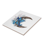 Blauschmetterlinge auf Holzhalbzeugen Fliese (Seite)