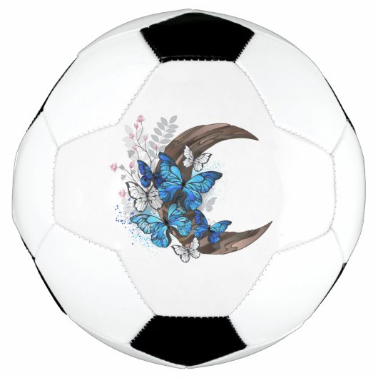 Blauschmetterlinge auf Holzhalbzeugen Fußball (Vorderseite)