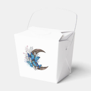 Blauschmetterlinge auf Holzhalbzeugen Geschenkschachtel