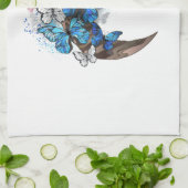 Blauschmetterlinge auf Holzhalbzeugen Geschirrtuch (Gefaltet)