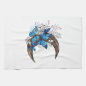 Blauschmetterlinge auf Holzhalbzeugen Geschirrtuch (Horizontal)