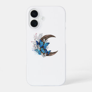Blauschmetterlinge auf Holzhalbzeugen iPhone 16 Hülle