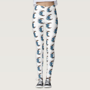 Blauschmetterlinge auf Holzhalbzeugen Leggings