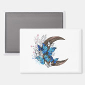 Blauschmetterlinge auf Holzhalbzeugen Magnet (Vorderseite/Rückseite)