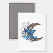 Blauschmetterlinge auf Holzhalbzeugen Magnet (Vorderseite/Rückseite)