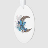 Blauschmetterlinge auf Holzhalbzeugen Ornament (Vorderseite)