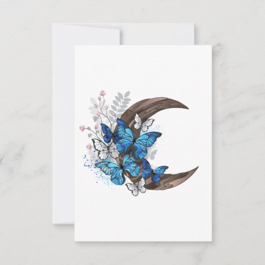 Blauschmetterlinge auf Holzhalbzeugen Save The Date (Vorderseite)