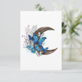 Blauschmetterlinge auf Holzhalbzeugen Save The Date (Stehend Vorderseite)
