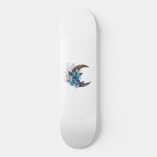 Blauschmetterlinge auf Holzhalbzeugen Skateboard (Vorderseite)